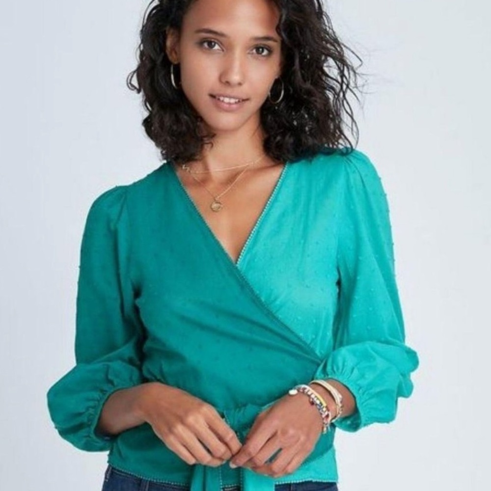 Farm Rio Color-block Wrap Blouse